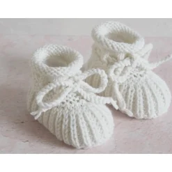 Best wollweiße Babyschuhe, 0-3 Monate, gestrickt, aus Wolle, in Patentmuster Geschenke