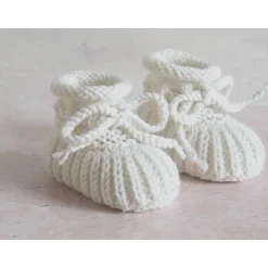 Best wollweiße Babyschuhe, 0-3 Monate, gestrickt, aus Wolle, in Patentmuster Geschenke