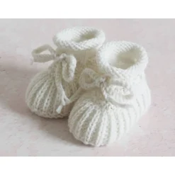 Best wollweiße Babyschuhe, 0-3 Monate, gestrickt, aus Wolle, in Patentmuster Geschenke