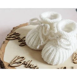 Best wollweiße Babyschuhe, 0-3 Monate, gestrickt, aus Wolle, in Patentmuster Geschenke