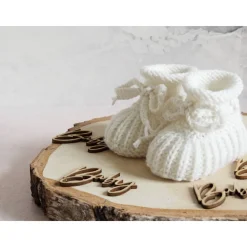 Best wollweiße Babyschuhe, 0-3 Monate, gestrickt, aus Wolle, in Patentmuster Geschenke