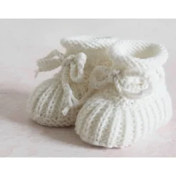 Best wollweiße Babyschuhe, 0-3 Monate, gestrickt, aus Wolle, in Patentmuster Geschenke