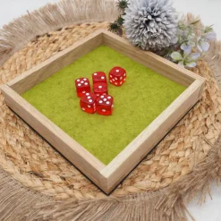 Partyspiele|Ommella Würfelbrett – Hochwertige Würfelunterlage aus Eiche & Filz | Geräuschdämpfendes Würfelpad