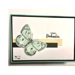 Hot Wunderschöne   Dankekarte  mit gelbem Schmetterling & Grusstext Handgefertigt mit Stampin'Up! Dankeskarten