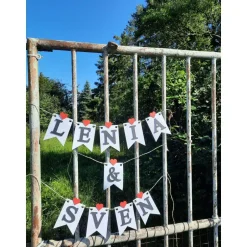 Hot Wunderschöne Girlande zur Hochzeit Namensgirlande mit Herzen handgefertigte personalisierte Dekoration zur Heirat Wimpel Hochzeitsgirlanden