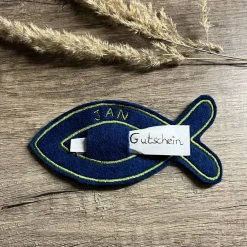 Sale Wunscherfüller / Gutscheinhalter FISCH / Kommunion Konfirmation / Wollfilz Farbwahl personalisierbar Geldgeschenke