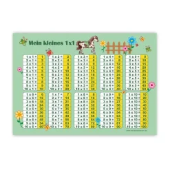 Best 1x1 Lernposter | Pony grün Kinder Einschulung