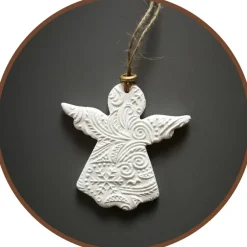 Sale XL Anhänger Deko Winter Weihnachten | 11 cm | weiß gold | Engel Baumschmuck