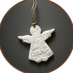 Sale XL Anhänger Deko Winter Weihnachten | 11 cm | weiß gold | Engel Baumschmuck