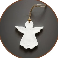 Sale XL Anhänger Deko Winter Weihnachten | 11 cm | weiß gold | Engel Baumschmuck