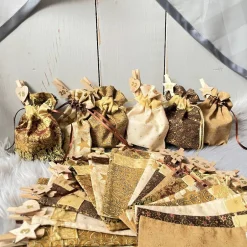 Adventskalender|Das Meisterstückle XXL Adventskalender-Säckchen handgefertigt – braun beige gold – Geschenkbeutel zum Befüllen, nachhaltig & vegan