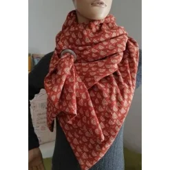 Online XXL Dreiecktuch  / Musselin Double Gauze / Rostrot mit weißen Regenbögen / Schaltuch / Halstuch/ Wickelschal/ Loop Accessoires
