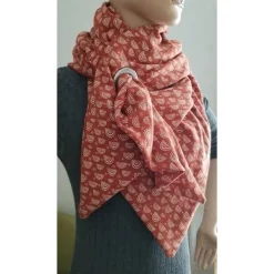 Online XXL Dreiecktuch  / Musselin Double Gauze / Rostrot mit weißen Regenbögen / Schaltuch / Halstuch/ Wickelschal/ Loop Accessoires