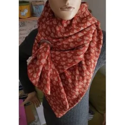 Online XXL Dreiecktuch  / Musselin Double Gauze / Rostrot mit weißen Regenbögen / Schaltuch / Halstuch/ Wickelschal/ Loop Accessoires