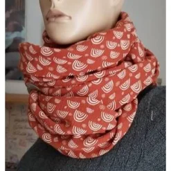 Online XXL Dreiecktuch  / Musselin Double Gauze / Rostrot mit weißen Regenbögen / Schaltuch / Halstuch/ Wickelschal/ Loop Accessoires