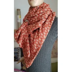 Online XXL Dreiecktuch  / Musselin Double Gauze / Rostrot mit weißen Regenbögen / Schaltuch / Halstuch/ Wickelschal/ Loop Accessoires