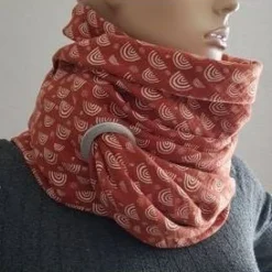 Online XXL Dreiecktuch  / Musselin Double Gauze / Rostrot mit weißen Regenbögen / Schaltuch / Halstuch/ Wickelschal/ Loop Accessoires