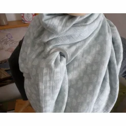 New XXL Dreiecktuch  / Musselin Double Gauze / Mintgrün mit weißen Regenbögen / Schaltuch / Halstuch/ Wickelschal/ Loop Accessoires