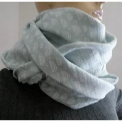 New XXL Dreiecktuch  / Musselin Double Gauze / Mintgrün mit weißen Regenbögen / Schaltuch / Halstuch/ Wickelschal/ Loop Accessoires