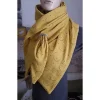 Accessoires|Marja's bunte Maschen XXL Dreiecktuch  / Musselin Double Gauze / Senfgelb mit Regenbögen / Schaltuch / Halstuch/ Wickelschal/ Loop