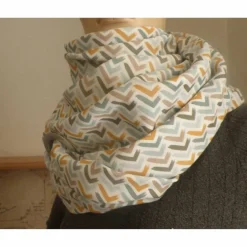 Discount XXL Dreiecktuch mit großer Öse / Musselin Double Gauze glatt /  Zik Zak old Green / Schaltuch / Halstuch/ Wickelschal Accessoires