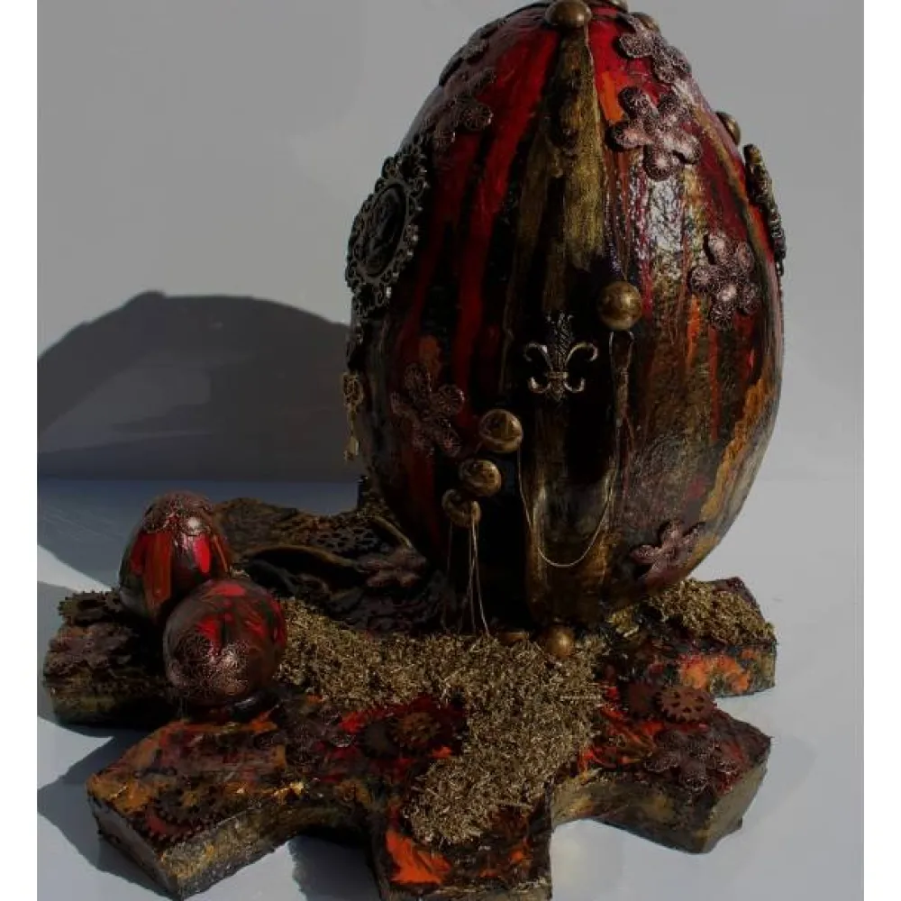 Sale XXL Osterei VINTAGE Ostergeschenk Skulptur Ei Künstler-Ei Steampunk Gothic Industrial Style Ostereier