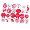 Outlet Zahlen Adventskalender rund Holzzahlen rot weiß Bastelzubehör