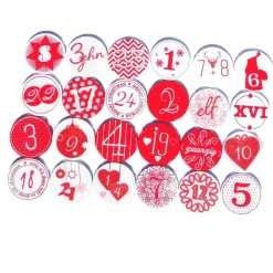 Outlet Zahlen Adventskalender rund Holzzahlen rot weiß Bastelzubehör