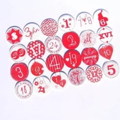 Outlet Zahlen Adventskalender rund Holzzahlen rot weiß Bastelzubehör