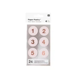 Bastelzubehör|AmOlenDiek Zahlensticker 1-24 puderfarben