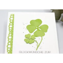 Zauberhafte Jugendweihekarte mit Glücksklee, Glückwunschkarte zur Jugendweihe Glückwunschkarten