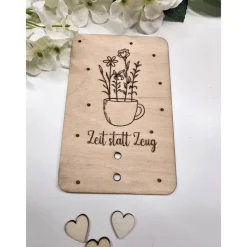 Best "Zeit statt Zeug" Geldgeschenk/Geschenkgutschein aus Holz Gutscheine