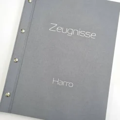 Zeugnismappe grau A4 – schlichte Sammelmappe für Zeugnisse aus Buchbinderleinen Kinder Einschulung