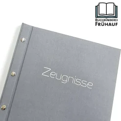 Zeugnismappe grau A4 – schlichte Sammelmappe für Zeugnisse aus Buchbinderleinen Kinder Einschulung