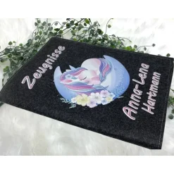 Zeugnismappe mit Namen aus Filz (A4) incl.zeugniss Hefter Einschulung Geschenk Zeugnis mappe personalisiert Einhorn Kinder Einschulung