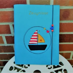 Zeugnissmappe / Zeugnisshülle aus Filz "Segelboot" Kinder Einschulung