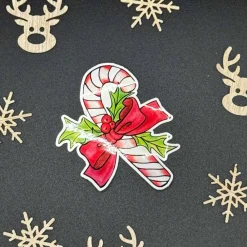 Online Zuckerstange mit Stechpalme Vinylsticker – weißer Weihnachtsaufkleber | handgemacht Sticker & Aufkleber