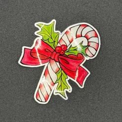 Online Zuckerstange mit Stechpalme Vinylsticker – weißer Weihnachtsaufkleber | handgemacht Sticker & Aufkleber