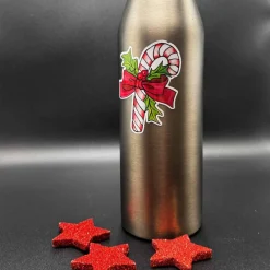 Online Zuckerstange mit Stechpalme Vinylsticker – weißer Weihnachtsaufkleber | handgemacht Sticker & Aufkleber