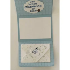 Zur Geburt eines Jungen Gutscheinkarte/ Kuvert Geldgeschenke Stampin'up! - Blau-Weiß Handarbeit Stampin Up Geldgeschenke